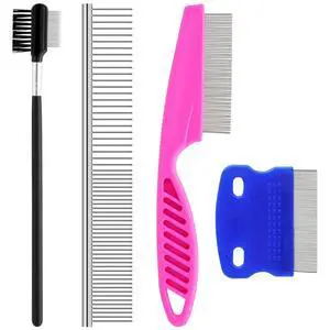 Pets Grooming Comb Kit for Small Dogs Puppies For Tear Stain Remover, 2-in-1 with Round Teeth to Remove Knots Crust Mucus Pets Grooming Comb Kit for Small Dogs Puppies For Tear Stain Remover, 2-in-1 with Round Teeth to Remove Knots Crust Mucus