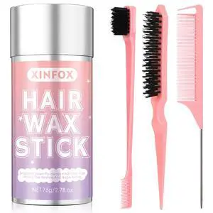 Hair Wax Stick, Slick Back Hair Brush, Wax Stick for Flyaways, Rat Tail Comb Edge Brush Styling Tool Set Accessories for Women Girls(Pink) Hair Wax Stick, Slick Back Hair Brush, Wax Stick for Flyaways, Rat Tail Comb Edge Brush Styling Tool Set Accessories for Women Girls(Pink)