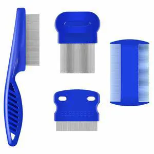 4 Pack Flea Lice Comb, Stainless Steel Dog Cat Grooming Combs with Rounded Teeth, Double Sided Professional Pet Tear Stain Remover, Dematting Tool for Small, Medium & Large Pets 4 Pack Flea Lice Comb, Stainless Steel Dog Cat Grooming Combs with Rounded Teeth, Double Sided Professional Pet Tear Stain Remover, Dematting Tool for Small, Medium & Large Pets