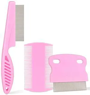 Flea Comb for Dogs and Cats - Lice Comb with Rubber Handle - Promotes Hair Growth and Removes Loose Hair, Knots, and Flakes Flea Brush for Pets(3P,PINK) Flea Comb for Dogs and Cats - Lice Comb with Rubber Handle - Promotes Hair Growth and Removes Loose Hair, Knots, and Flakes Flea Brush for Pets(3P,PINK)