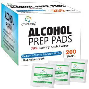 Alcohol Prep Pads with 70% Isopropyl Alcohol, 200 Pack, Medical-Grade, Individually-Wrapped, Isopropyl Cotton Swabs, Disposable, 2 ply Alcohol Prep Pads with 70% Isopropyl Alcohol, 200 Pack, Medical-Grade, Individually-Wrapped, Isopropyl Cotton Swabs, Disposable, 2 ply