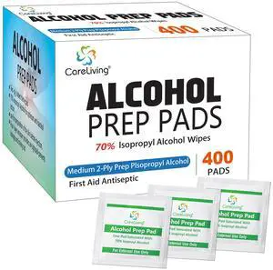 Alcohol Prep Pads with 70% Isopropyl Alcohol, 400 Pack, Medical-Grade, Individually-Wrapped, Isopropyl Cotton Swabs, Disposable, 2 ply Alcohol Prep Pads with 70% Isopropyl Alcohol, 400 Pack, Medical-Grade, Individually-Wrapped, Isopropyl Cotton Swabs, Disposable, 2 ply