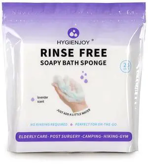-21% Larger Rinse Free Bath Sponges for Adults-Disposable No Rinse Bathing Wipes-Soap Infused,Dry Shower Wipes for Elderly,Camping,Post Surgery Must Haves,(Lavender 25 Counts -21% Larger Rinse Free Bath Sponges for Adults-Disposable No Rinse Bathing Wipes-Soap Infused,Dry Shower Wipes for Elderly,Camping,Post Surgery Must Haves,(Lavender 25 Counts