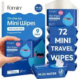 Mini Water Wipes - Fragrance Free - 72 Count Travel Size Pack | 99.5% Purified Water Wet Wipes for Adults & Kids - Plant-Based & Biodegradable - Small Packs for Bags, Purses and Pockets Mini Water Wipes - Fragrance Free - 72 Count Travel Size Pack | 99.5% Purified Water Wet Wipes for Adults & Kids - Plant-Based & Biodegradable - Small Packs for Bags, Purses and Pockets