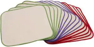 Cloth Baby Wipes - Reusable and Washable Saves Money - 15 Pack Unbleached/Natural 100% Cotton - Soft and Durable - Colorful Outer Stitching - 8 x 8 inches each. Cloth Baby Wipes - Reusable and Washable Saves Money - 15 Pack Unbleached/Natural 100% Cotton - Soft and Durable - Colorful Outer Stitching - 8 x 8 inches each.