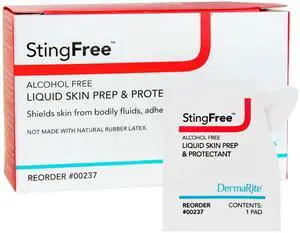 StingFree, Non-Sterile, 1 pk | Liquid Skin Prep and Shield, Alcohol-Free Wipes, Shields from Body Fluids, Adhesives and Friction, Individually Wrapped StingFree, Non-Sterile, 1 pk | Liquid Skin Prep and Shield, Alcohol-Free Wipes, Shields from Body Fluids, Adhesives and Friction, Individually Wrapped