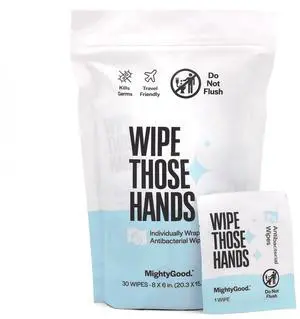 Wipe Those Hands On-The-Go Hand Sanitizing Wipes, 1 Pack of 30, Unscented | Individually Wrapped Travel Wipes, Alcohol-Free, Fragrance-Free, Kills Germs Fast, Travel Essentials Wipe Those Hands On-The-Go Hand Sanitizing Wipes, 1 Pack of 30, Unscented | Individually Wrapped Travel Wipes, Alcohol-Free, Fragrance-Free, Kills Germs Fast, Travel Essentials