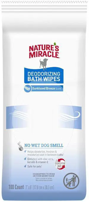 Deodorizing Bath Wipes for Dogs, 100 Count | Neutralize Tough Pet Odors Between Baths, Promotes Healthy Skin & Coat, Great For Spot & Paw Cleaning, Sunkissed Breeze Scent Deodorizing Bath Wipes for Dogs, 100 Count | Neutralize Tough Pet Odors Between Baths, Promotes Healthy Skin & Coat, Great For Spot & Paw Cleaning, Sunkissed Breeze Scent