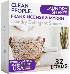 Laundry Detergent Sheets - Laundry Soap - Ultra Concentrated, Recyclable Packaging, Stain Fighting - Frankincense & Myrrh, 32 Pack Laundry Detergent Sheets - Laundry Soap - Ultra Concentrated, Recyclable Packaging, Stain Fighting - Frankincense & Myrrh, 32 Pack