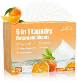Laundry Detergent Sheets 200 Loads Citrus Scent Laundry Soap Sheets Compact Lightweight Liquidless Biodegradable Plastic Free Alternative to Liquid & Powder Detergent Laundry Detergent Sheets 200 Loads Citrus Scent Laundry Soap Sheets Compact Lightweight Liquidless Biodegradable Plastic Free Alternative to Liquid & Powder Detergent