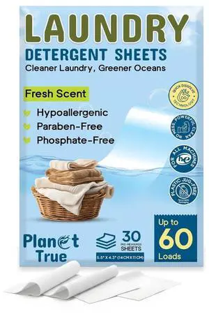 Eco-Friendly Laundry Sheets 60 Loads (30 Sheets) Fresh Scent Concentrated, Quick-Dissolve, Travel-Friendly & Hypoallergenic No Phosphate, Bleach or Dyes Eco-Friendly Laundry Sheets 60 Loads (30 Sheets) Fresh Scent Concentrated, Quick-Dissolve, Travel-Friendly & Hypoallergenic No Phosphate, Bleach or Dyes