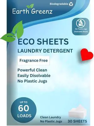 Laundry Detergent Sheets - Fragrance Free - 30 Sheets - 60 Loads | No Plastic Jug - Liquidless Technology - Eco-Friendly Laundry Detergent Sheets - Fragrance Free - 30 Sheets - 60 Loads | No Plastic Jug - Liquidless Technology - Eco-Friendly