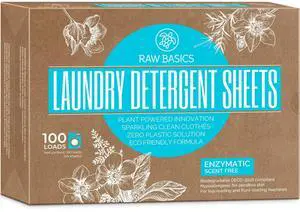 Laundry Detergent Sheets Unscented - Zero Waste, Plastic and Scent Free, Natural Soap - Travel Size Essentials for Washing Clothes, 100 Loads (Unscented) Laundry Detergent Sheets Unscented - Zero Waste, Plastic and Scent Free, Natural Soap - Travel Size Essentials for Washing Clothes, 100 Loads (Unscented)