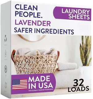 Laundry Detergent Sheets - Laundry Soap - Ultra Concentrated, Recyclable Packaging, Stain Fighting - Lavender, 32 Pack Laundry Detergent Sheets - Laundry Soap - Ultra Concentrated, Recyclable Packaging, Stain Fighting - Lavender, 32 Pack