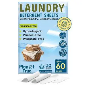 Eco-Friendly Laundry Detergent Sheets, 60 Loads (30 Sheet) Fragrance Free Laundry Sheets Detergent, Concentrated Washer Detergent, Plastic Free Travel Laundry Detergent Eco-Friendly Laundry Detergent Sheets, 60 Loads (30 Sheet) Fragrance Free Laundry Sheets Detergent, Concentrated Washer Detergent, Plastic Free Travel Laundry Detergent