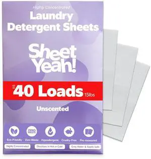 Laundry Detergent Sheets - 40 Loads - No Plastic Jug Concentrated Laundry Detergent, Hypoallergenic, Gentle on Skin - 20 Sheets Laundry Detergent Sheets - 40 Loads - No Plastic Jug Concentrated Laundry Detergent, Hypoallergenic, Gentle on Skin - 20 Sheets