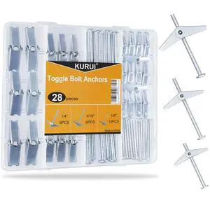 Heavy Duty Hollow Drywall Anchors for Sheetrock Ceiling, Toggle Bolts and Wing Nut Kit, 28Pcs Metal Dry Wall Anchors and Screws Assortment Set, Butterfly Anchor for Hanging 1/8, 3/16, 1/4 Heavy Duty Hollow Drywall Anchors for Sheetrock Ceiling, Toggle Bolts and Wing Nut Kit, 28Pcs Metal Dry Wall Anchors and Screws Assortment Set, Butterfly Anchor for Hanging 1/8, 3/16, 1/4