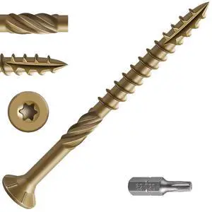#10 * 3" Deck Screws, (137pcs) 2 lbs.Exterior Wood Screws, Rust Resistant epoxy Coated, Bronze, T25 Star Bit #10 * 3" Deck Screws, (137pcs) 2 lbs.Exterior Wood Screws, Rust Resistant epoxy Coated, Bronze, T25 Star Bit