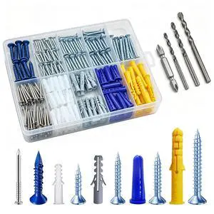 (270 pcs) Plastic Drywall Wall Anchors Kit with Screws Concrete Screw kit Wall Anchor Set Suitable for Brick and Cement Walls (270 pcs) Plastic Drywall Wall Anchors Kit with Screws Concrete Screw kit Wall Anchor Set Suitable for Brick and Cement Walls
