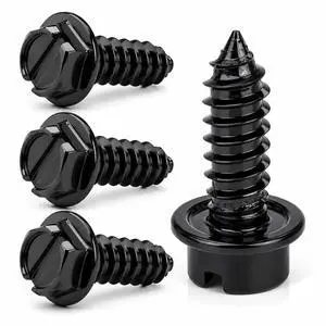 License Plate Screws with Rustproof Finish - License Plate Screw Kit for Front & Rear Plates - License Plate Bolts for Domestic Vehicles - Stainless Steel Screws for License Plates (4-Pack, Black) License Plate Screws with Rustproof Finish - License Plate Screw Kit for Front & Rear Plates - License Plate Bolts for Domestic Vehicles - Stainless Steel Screws for License Plates (4-Pack, Black)