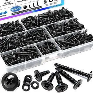 230PCS #8 Self Tapping Screws for Metal,410 Stainless Steel Self Drilling Screws,1/2",5/8",3/4",1",1-1/4" Truss Head Sheet Metal Screws with Rubber Washers for Metal,Plastic,Wood(115pcs Sets) 230PCS #8 Self Tapping Screws for Metal,410 Stainless Steel Self Drilling Screws,1/2",5/8",3/4",1",1-1/4" Truss Head Sheet Metal Screws with Rubber Washers for Metal,Plastic,Wood(115pcs Sets)