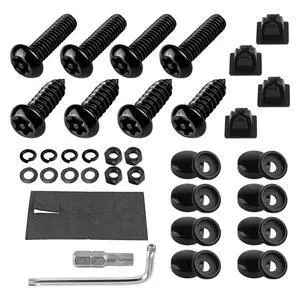 Anti Theft License Plate Screws Kits- Rustproof Stainless Steel Car Tag Plate Mounting Hardware, M6 (1/4") Tamper Proof Fastener Nut, Caps Cover for Front Rear Frame Holder MountingAT-Black/8 Anti Theft License Plate Screws Kits- Rustproof Stainless Steel Car Tag Plate Mounting Hardware, M6 (1/4") Tamper Proof Fastener Nut, Caps Cover for Front Rear Frame Holder MountingAT-Black/8
