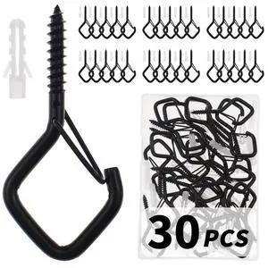 30 PCS Cup Screw-in Hanger Hooks with Safety Buckle,2.2 Inches in Black | Windproof Screw Hooks Perfect for Hanging Outdoor String Lights, Plants, and Patio Lights,for Ceiling and Wall Mount 30 PCS Cup Screw-in Hanger Hooks with Safety Buckle,2.2 Inches in Black | Windproof Screw Hooks Perfect for Hanging Outdoor String Lights, Plants, and Patio Lights,for Ceiling and Wall Mount