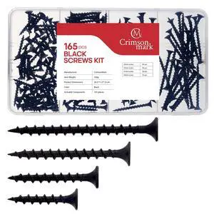 165 Pcs Black Drywall Screws, #6 Wood Screws for Sheetrock | 165pcs Drywall Screws Kit, #6 Black Wood Screws for Sheetrock, Tools Assortment 165 Pcs Black Drywall Screws, #6 Wood Screws for Sheetrock | 165pcs Drywall Screws Kit, #6 Black Wood Screws for Sheetrock, Tools Assortment