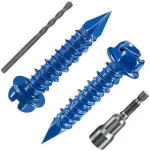 (30 PCS) 3/16" * 1-1/4" Slotted Hex Concrete Screws Anchor Blue Hexagon Head for Anchoring to Masonry, Block or Brick Stucco (30 PCS) 3/16" * 1-1/4" Slotted Hex Concrete Screws Anchor Blue Hexagon Head for Anchoring to Masonry, Block or Brick Stucco