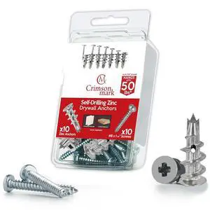 20Pcs Zinc Self Drilling Drywall Anchors and Screws Kit #8 | #8 x 1-1/4" Metal Wall Anchors Hold Up to 50lbs, No Drill Hole Required for Heavy Duty Drywall Screws & Anchors Installation. 20Pcs Zinc Self Drilling Drywall Anchors and Screws Kit #8 | #8 x 1-1/4" Metal Wall Anchors Hold Up to 50lbs, No Drill Hole Required for Heavy Duty Drywall Screws & Anchors Installation.