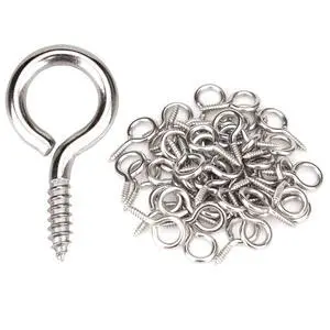 50pcs 304 Stainless Steel 1 Inches Eye Screws, Screw Hooks | 0.71" thread length, 0.87" wall insert section, heavy duty rust-resistant, for wood, cables, indoor outdoor hanging artwork 50pcs 304 Stainless Steel 1 Inches Eye Screws, Screw Hooks | 0.71" thread length, 0.87" wall insert section, heavy duty rust-resistant, for wood, cables, indoor outdoor hanging artwork