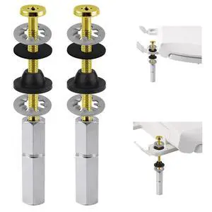 2 PCS Universal Toilet Seat Bolts Kit, Brass Bolts with Metal Nuts | Heavy Duty Solid Brass Toilet Bolts with Stainless Steel Downlock Nuts, Easy to Install - Bathroom Toilet Repair Screw 2 PCS Universal Toilet Seat Bolts Kit, Brass Bolts with Metal Nuts | Heavy Duty Solid Brass Toilet Bolts with Stainless Steel Downlock Nuts, Easy to Install - Bathroom Toilet Repair Screw