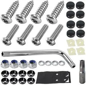3rd-Gen Upgraded Anti Theft License Plate Screws Kit, Rustproof Stainless Steel License Plate Bolts, M6 (1/4") Fasteners with Caps, Front & Rear Mounting Hardware for Car, Truck, Motorcycle 3rd-Gen Upgraded Anti Theft License Plate Screws Kit, Rustproof Stainless Steel License Plate Bolts, M6 (1/4") Fasteners with Caps, Front & Rear Mounting Hardware for Car, Truck, Motorcycle