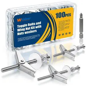 100Pcs Toggle Bolts 1/8" 3/16" 1/4" Heavy Duty Drywall Anchors and Screws Assortment Set Toggle Bolts and Wing Nut Kit with Nuts washers (25sets) K-136 100Pcs Toggle Bolts 1/8" 3/16" 1/4" Heavy Duty Drywall Anchors and Screws Assortment Set Toggle Bolts and Wing Nut Kit with Nuts washers (25sets) K-136