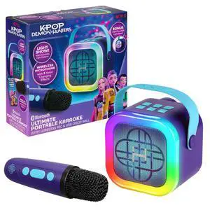 Kpop Demon Hunters Bluetooth Karaoke Machine for Kids, Wireless Microphone | Light Show and USB Disco Ball Kpop Demon Hunters Bluetooth Karaoke Machine for Kids, Wireless Microphone | Light Show and USB Disco Ball