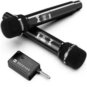 Wireless Microphones, Wireless Microphone with One-to-One Chip Connection, Less latency, 200FT Range, 40H Rechargeable Battery,Plug and Play, Ergonomic Design, Microphone for Singing, Speaker, Party Wireless Microphones, Wireless Microphone with One-to-One Chip Connection, Less latency, 200FT Range, 40H Rechargeable Battery,Plug and Play, Ergonomic Design, Microphone for Singing, Speaker, Party