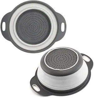 White Round Silicone Collapsible Colander Silicone Round Kitchen Strainers with Plastic Handles Small Foldable Kitchen Strainer Perfect for Draining Pasta Vegetable and Fruit White Round Silicone Collapsible Colander Silicone Round Kitchen Strainers with Plastic Handles Small Foldable Kitchen Strainer Perfect for Draining Pasta Vegetable and Fruit