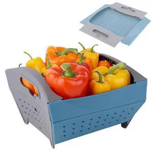 3-Quart (2.8L) Compact, Collapsible Strainer for Pasta, Vegetables, Fruit, Space-Saving, Self-Standing with Handles, for Camping and Outdoor Kitchens, Standard Size 3-Quart (2.8L) Compact, Collapsible Strainer for Pasta, Vegetables, Fruit, Space-Saving, Self-Standing with Handles, for Camping and Outdoor Kitchens, Standard Size