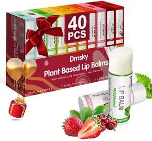 40 Pack Lip Balm Bulk, Fruit Lip Balm Variety Pack, Natural Moisturizing Balms for Dry Cracked Lips, Hydrating for Men Women Kids - 10 Flavors 40 Pack Lip Balm Bulk, Fruit Lip Balm Variety Pack, Natural Moisturizing Balms for Dry Cracked Lips, Hydrating for Men Women Kids - 10 Flavors