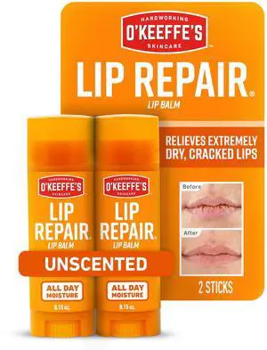 Lip Repair Unscented Balm, 2-Pack | For Extremely Dry, Cracked Lips, Matte Finish, Hypoallergenic, All-Day Moisture Lip Repair Unscented Balm, 2-Pack | For Extremely Dry, Cracked Lips, Matte Finish, Hypoallergenic, All-Day Moisture