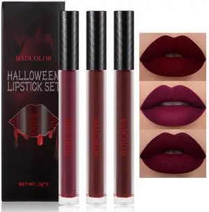 3 Colors Dark Red Matte Liquid Lipstick Set, Plum Burgundy Wine Red Lip Stick for Women, High-Impact Long-Lasting Lip Color for Goth Makeup, Non-Stick Cup, Smudge-Proof & Waterproof 3 Colors Dark Red Matte Liquid Lipstick Set, Plum Burgundy Wine Red Lip Stick for Women, High-Impact Long-Lasting Lip Color for Goth Makeup, Non-Stick Cup, Smudge-Proof & Waterproof