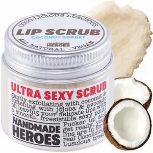 100% Natural Lip Scrub, Vegan Conditioning Coconut Lip Exfoliator - Gentle Exfoliant, Ultra Sexy Sugar Lip Mask Polish and Scrubber for Chapped Dry and Dark Lips, (Coconut Sorbet) 100% Natural Lip Scrub, Vegan Conditioning Coconut Lip Exfoliator - Gentle Exfoliant, Ultra Sexy Sugar Lip Mask Polish and Scrubber for Chapped Dry and Dark Lips, (Coconut Sorbet)