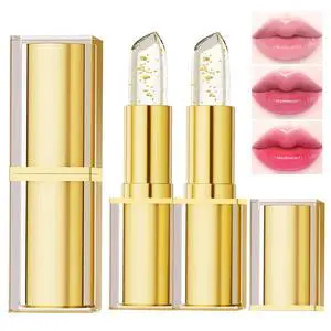 2 PCS Color Changing Lipstick, Gold Foil PH Lip Balm, Transferproof & Long Lasting, Moisturizing Jelly Lip Stick, Deep Nourishing Plumping Lip Gloss for Women 2 PCS Color Changing Lipstick, Gold Foil PH Lip Balm, Transferproof & Long Lasting, Moisturizing Jelly Lip Stick, Deep Nourishing Plumping Lip Gloss for Women