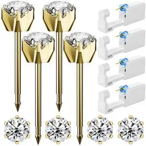 12 Pcs Ear Piercing Kit Disposable Ear Piercing Gun Kit with 4 Pcs 6 Prong Setting Cubic Zirconia Earrings Stud 316L Stainless Steel Easy to Use at Home Self Ear Piercer Gun Kit Tool 12 Pcs Ear Piercing Kit Disposable Ear Piercing Gun Kit with 4 Pcs 6 Prong Setting Cubic Zirconia Earrings Stud 316L Stainless Steel Easy to Use at Home Self Ear Piercer Gun Kit Tool