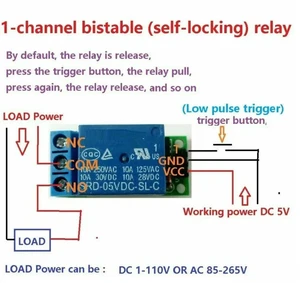 5V Flip-Flop Latch Relay Module Bistable Self-locking Switch Low pulse trigger for Module 5V Flip-Flop Latch Relay Module Bistable Self-locking Switch Low pulse trigger for Module