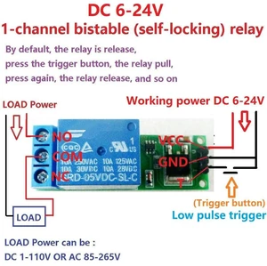 Relay Module, 6-24V Flip-Flop Latch Relay Bistable Self-locking Low Pulse Trigger Module Relay Module, 6-24V Flip-Flop Latch Relay Bistable Self-locking Low Pulse Trigger Module