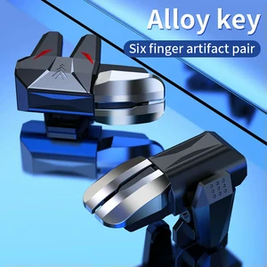 2pcs Mechanical 6 Finger Aim Triggers Sensitive Game Controller Key Button Mobile Gaming Triggers for Pubg Mobile 2pcs Mechanical 6 Finger Aim Triggers Sensitive Game Controller Key Button Mobile Gaming Triggers for Pubg Mobile