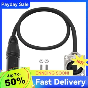 3Pin Pass Through Connector Male To Female Panel Mount Cable No Solder with Mounting Screws for Stage Box Patch Panel 3Pin Pass Through Connector Male To Female Panel Mount Cable No Solder with Mounting Screws for Stage Box Patch Panel