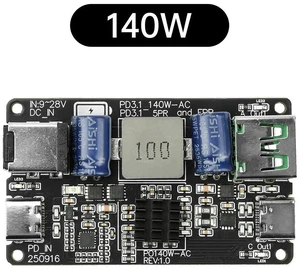 PD 140W Charging Protection Module DC Buck Dual Port Type C USB Charger Full Protocol Fast Charging PD3.1 QC3.0 QC4 QC4+ PD 140W Charging Protection Module DC Buck Dual Port Type C USB Charger Full Protocol Fast Charging PD3.1 QC3.0 QC4 QC4+