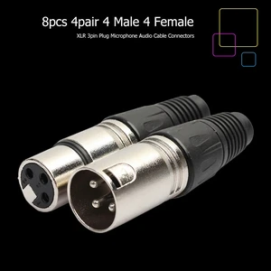 8pcs Microphone Audio Cable Plug 4 Male 4 Female 3Pin MIC Jack Plug Zinc Alloy Socket Panel Mount Chassis for Mixer Amplifier 8pcs Microphone Audio Cable Plug 4 Male 4 Female 3Pin MIC Jack Plug Zinc Alloy Socket Panel Mount Chassis for Mixer Amplifier